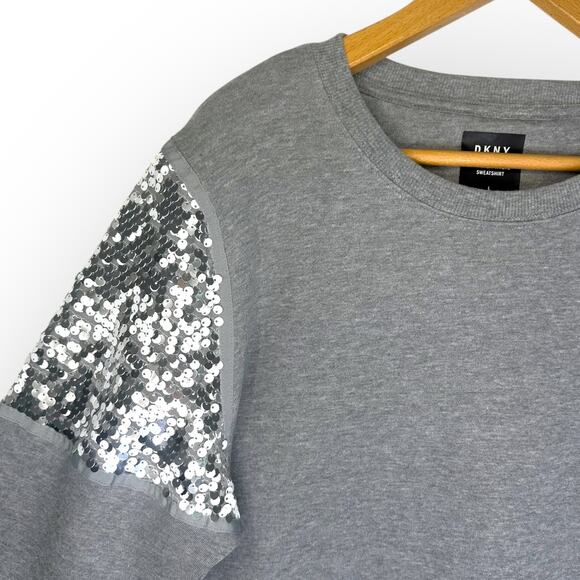 DKNY Women's The Everywhere Sweatshirt Gray Sequins Size L Glam Sweatshirt - Picture 5 of 8